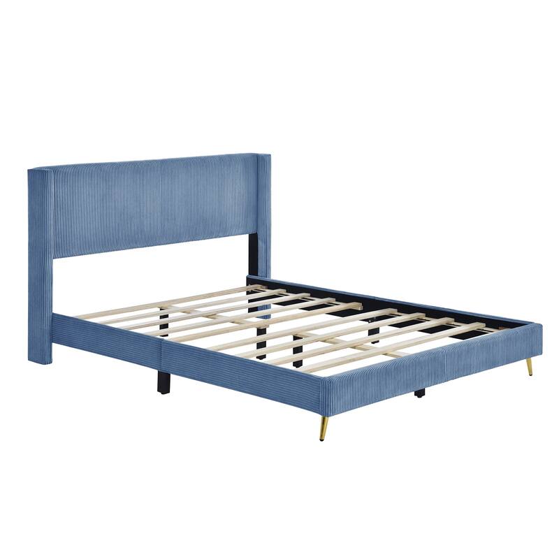 Queen Size Corduroy Platform Bed with Metal Leg Bed Bath & Beyond