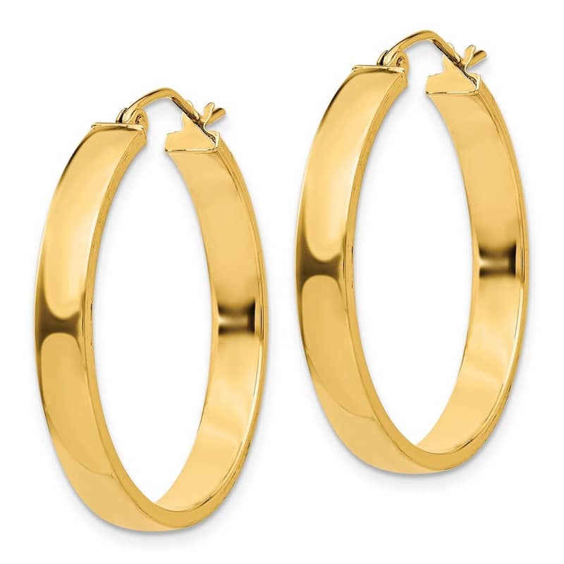 Curata 14k Yellow Gold Hollow Polished 28mm Hinged Post Hoop Earrings -