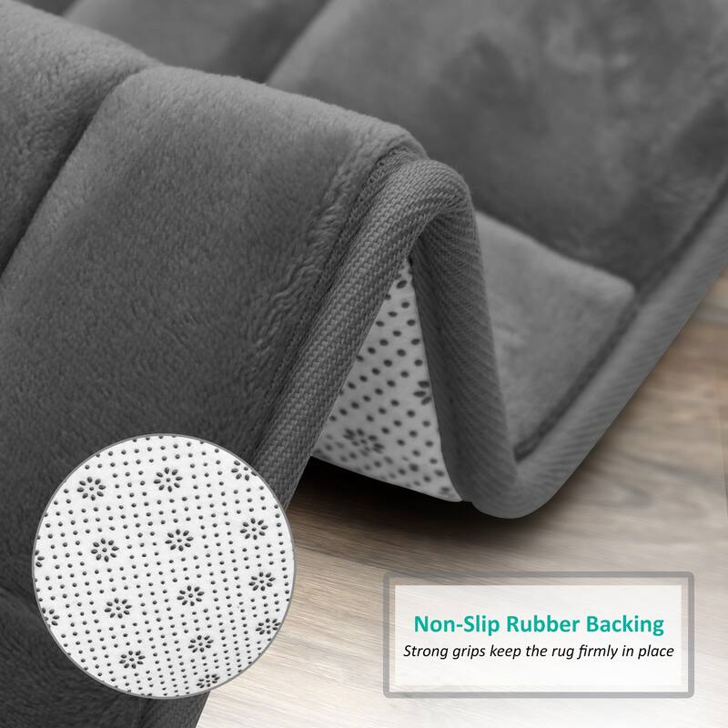 Clara Clark Ultra Soft Non Slip and Absorbent Bath Rug - Tiled Velvet Memory Foam Bath Mat