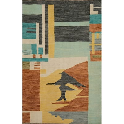 Hand Woven Southwestern Wool Multi-Colored Geometric Area Rug - 5' 0'' X 3' 4''