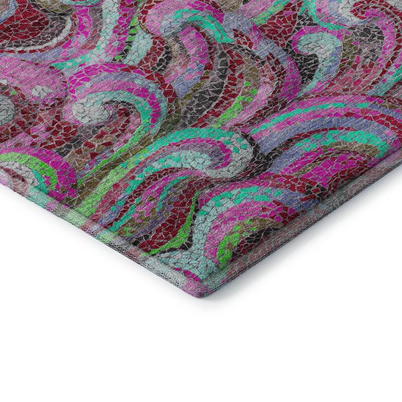 Premium Washable Super Soft Contemporary Mosaic Wave Mayfield Rug