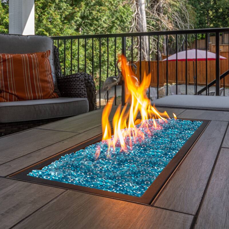 Pure Garden 10lbs Fire Pit Glass - Glass Rocks - White/Blue
