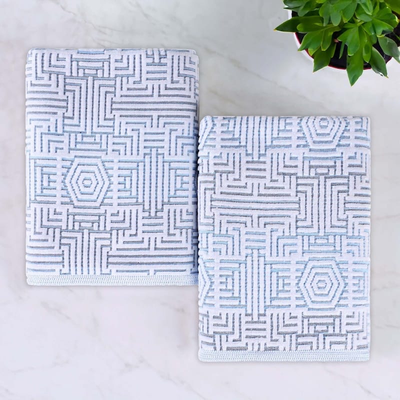 Superior Jasper Cotton Modern Geometric Jacquard Bath Sheet Set of 2