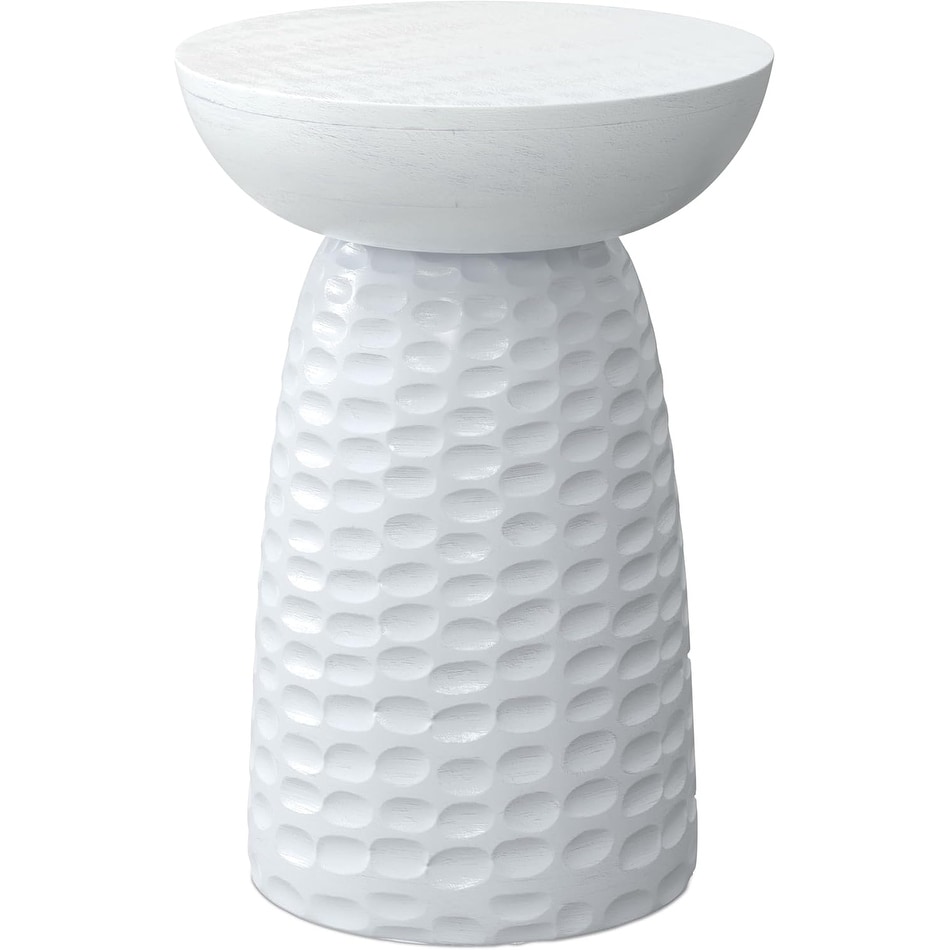 13-inch Wide Solid Mango End Table in White, Contemporary Accent Table for Living Room, Bedroom, or Family Room