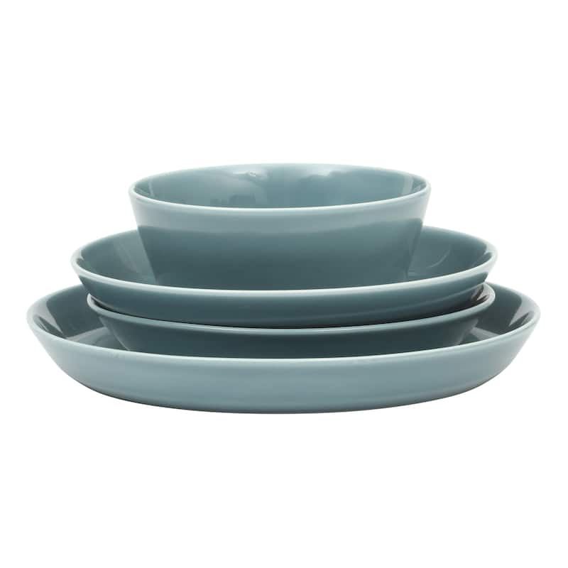 Gibson Home Summer Shades 16 Piece Plates and Bowls Dishes Service for 4 Stoneware Dinnerware Set