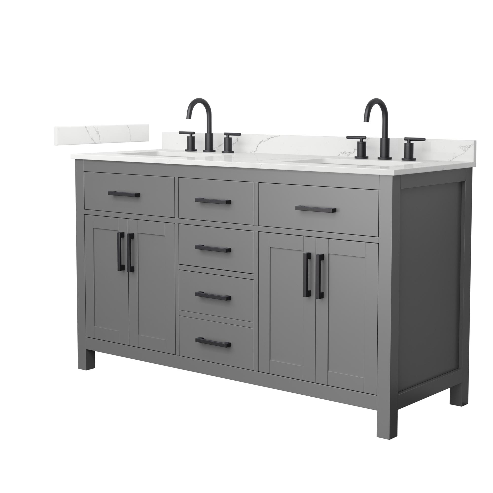 Wyndham Collection Beckett 60-inch Double Vanity, Quartz Top