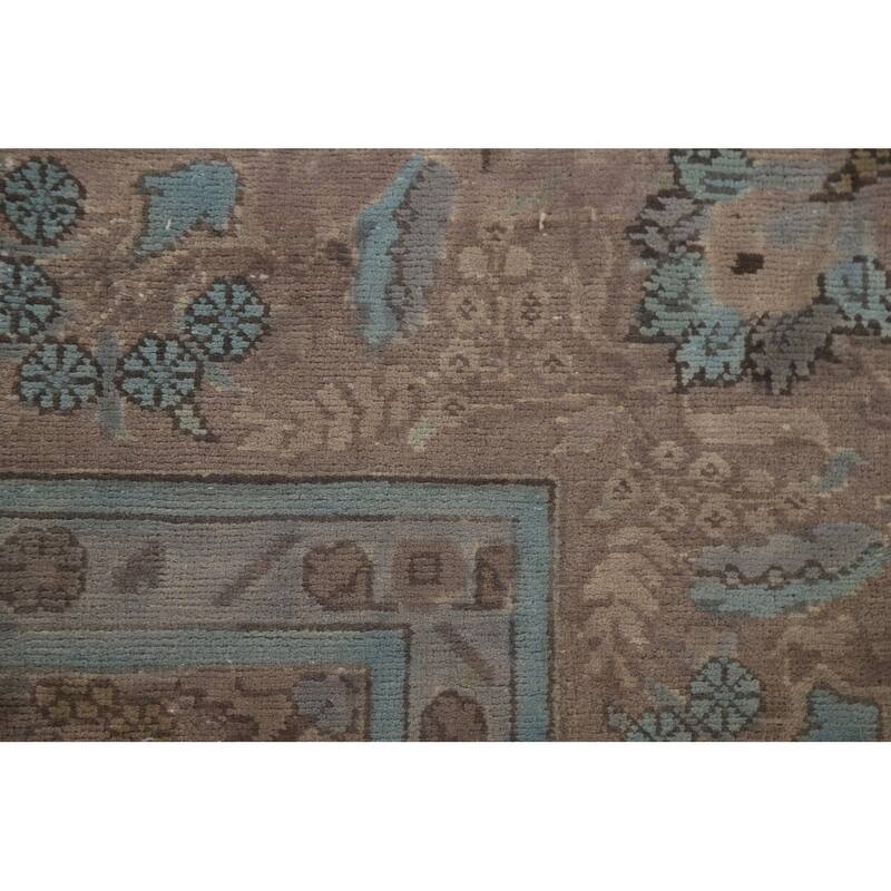 Hand Knotted Oriental 100% Wool Carpet Traditional Floral Brown Tabriz Area Rug - 9' 4'' X 6' 8''