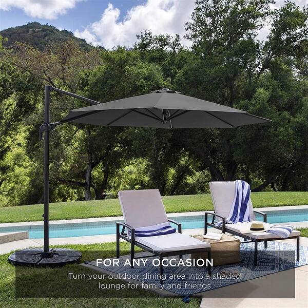 Shop 0ft 360 Degree Rotating Cantilever Offset Hanging Market Patio Umbrella W Easy Tilt Gray Overstock 31509906