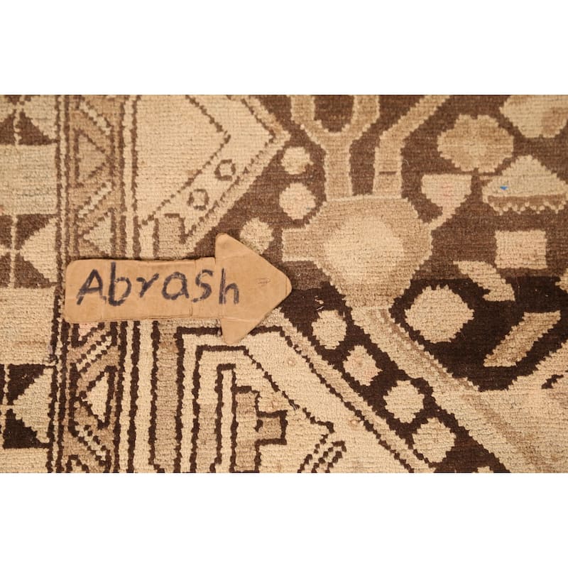 Hand Knotted Oriental 100% Wool Carpet Traditional Tribal Brown Hamedan Runner Rug - 9' 8'' X 4' 0''