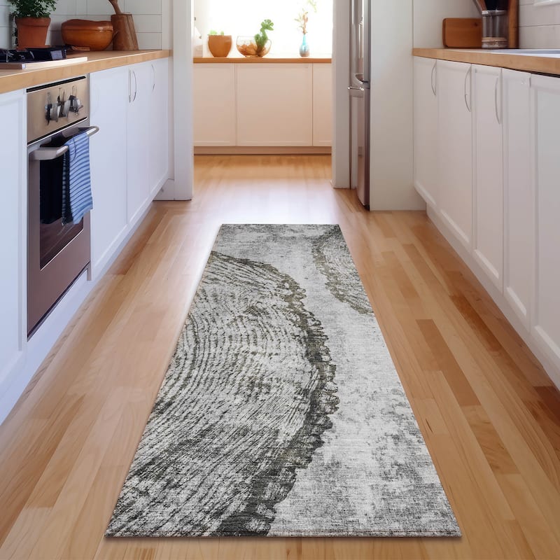 Premium Washable Super Soft Contemporary Grain Mayfield Rug - Grey - 2' 3" x 7' 6" - Runner