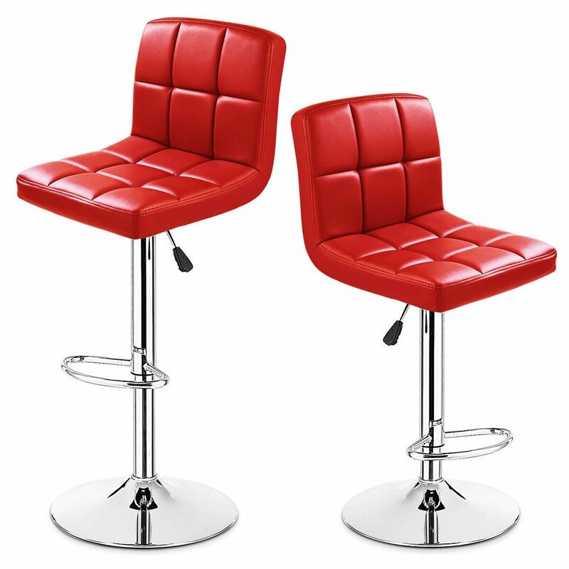 Set of 2 PU Leather Swivel Bar Stools Pub Chairs