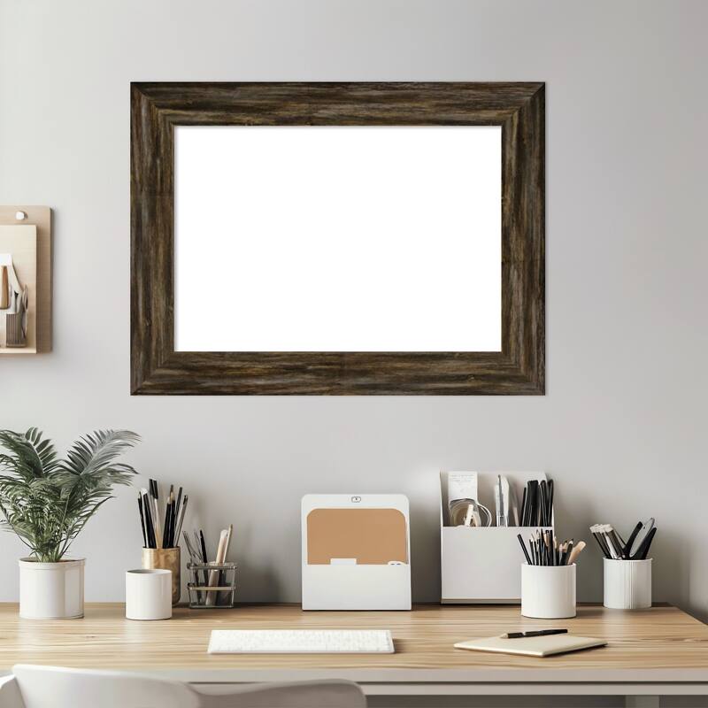 Amanti Art Fencepost Brown Narrow Framed Dry Erase Magnetic Board