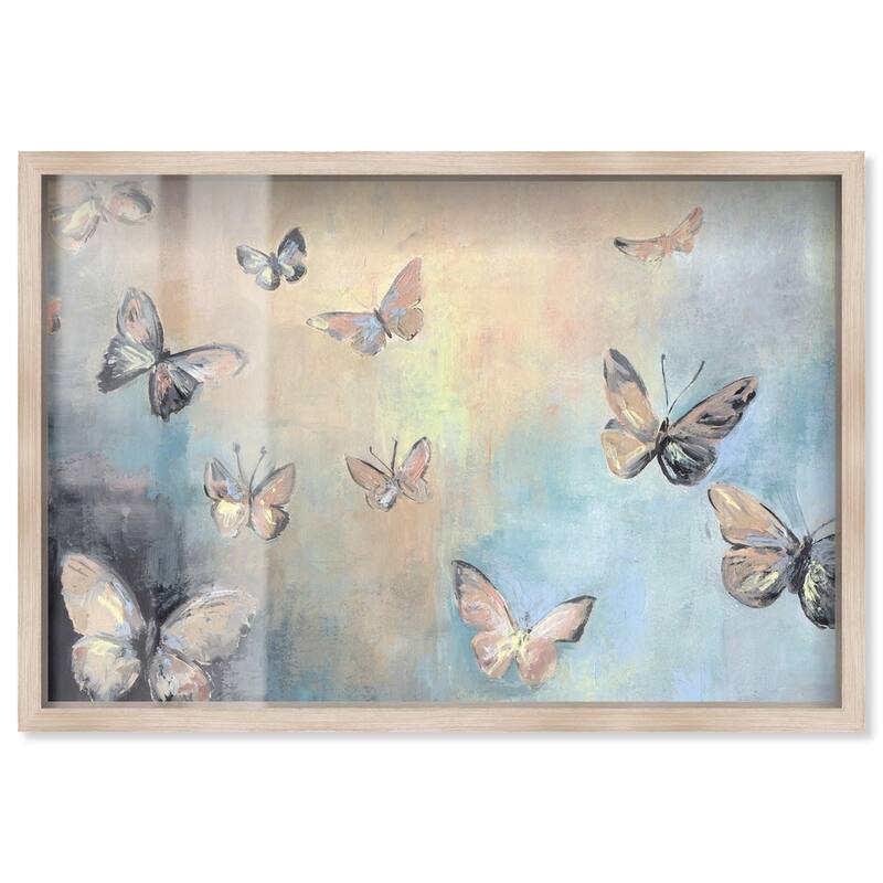 Textured Butterflies I Shadowbox by Art Remedy - Natural - 24" x 16"