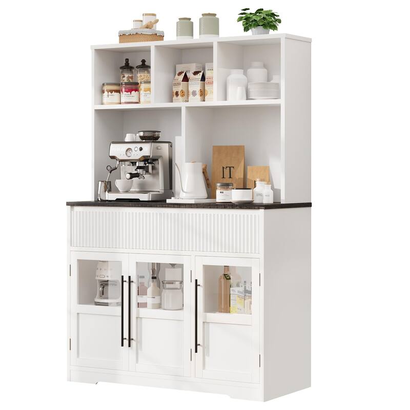 60'' Kitchen Pantry Cabinet, Tall Pantry Storage Cabinet, Farmhouse Kitchen Hutch with Storage Drawers