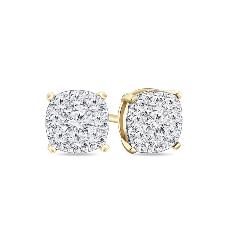 Auriya 14k Gold 1/2ctw Cushion Pave Diamond Stud Earrings (H-I, I1-I2)