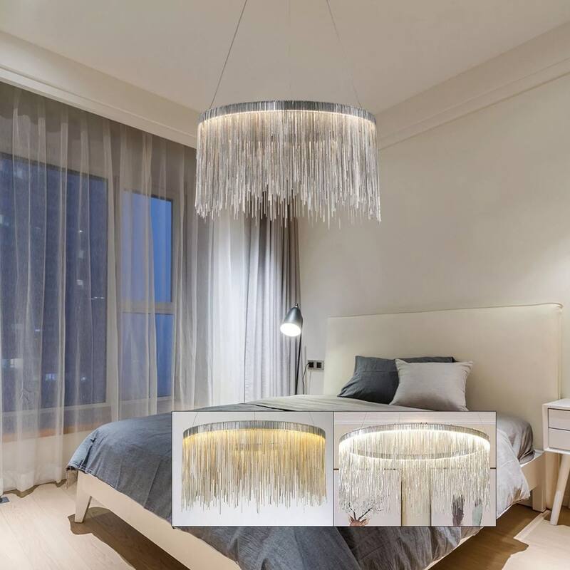 Tassel Linear Chandelier Pendant Light LED Tassel Ceiling Chandelier - 19" x 12"
