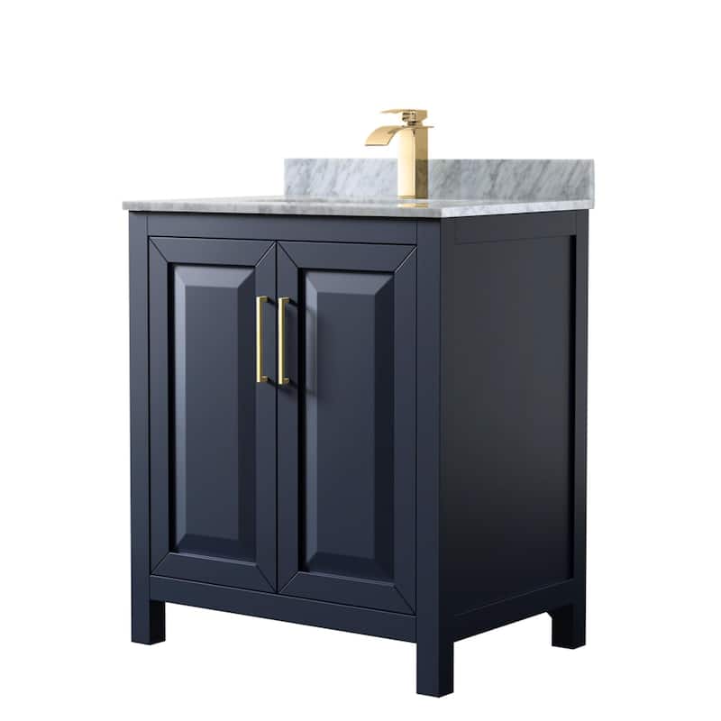 Wyndham Collection Daria 30" Free Standing Single Vanity Set with MDF - Dark Blue - Painted