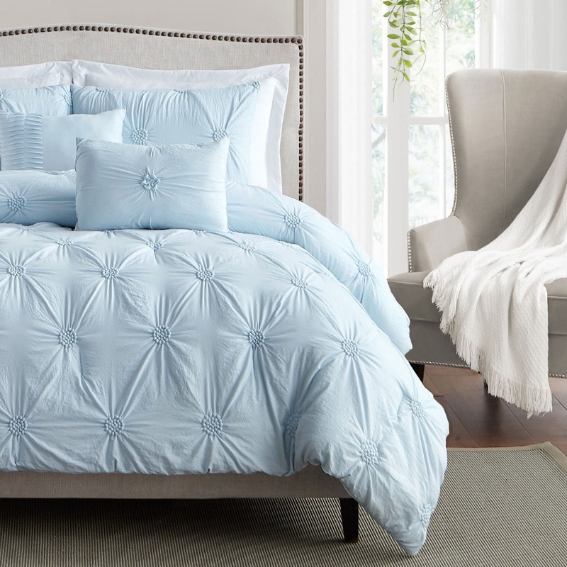 Home Collection Premium Ultra Soft 3 Piece Pinch Pleat Duvet Cover Set, King/California King - Light Blue