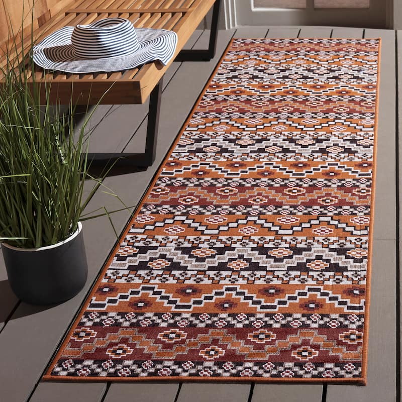 SAFAVIEH Veranda Dymph Indoor /Outdoor Waterproof Patio Backyard Rug - 2'3" x 8' Runner - Rust/Red