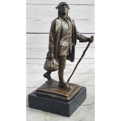 Benjamin Franklin Walking Stick Upenn Bronze Statue Sculpture Figure 10 Inches X 4 Inches