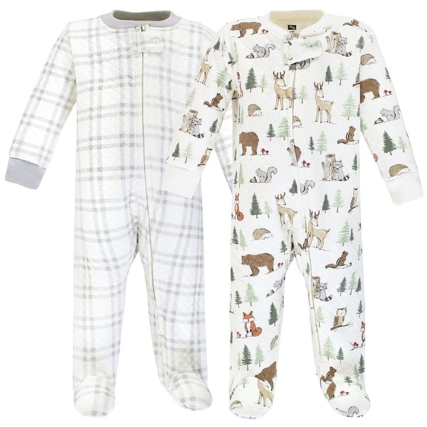slide 1 of 1, Hudson Baby Infant Boy Premium Quilted Zipper Sleep and Play, Forest Animals 0-3 Months - Forest Animals