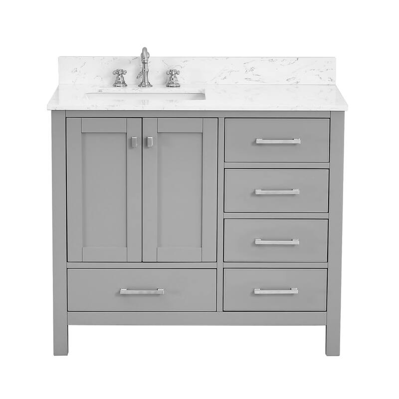 PROOX 42inch Freestanding Bathroom Vanity w Engineered Counter Top Cearmic Sink - Grey