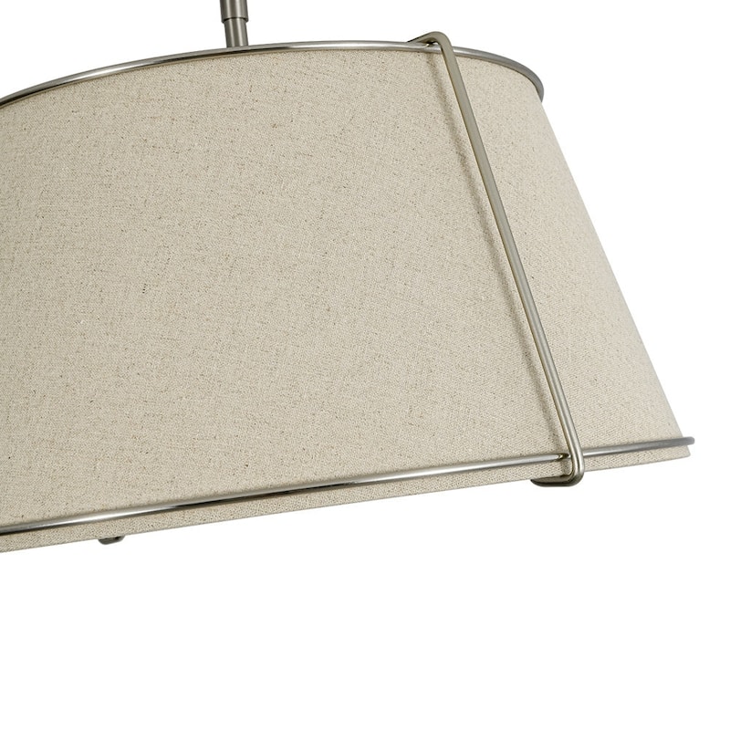 Brass 4-Light Wide Drum Linen Ceiling Light - 17in Mid-Century