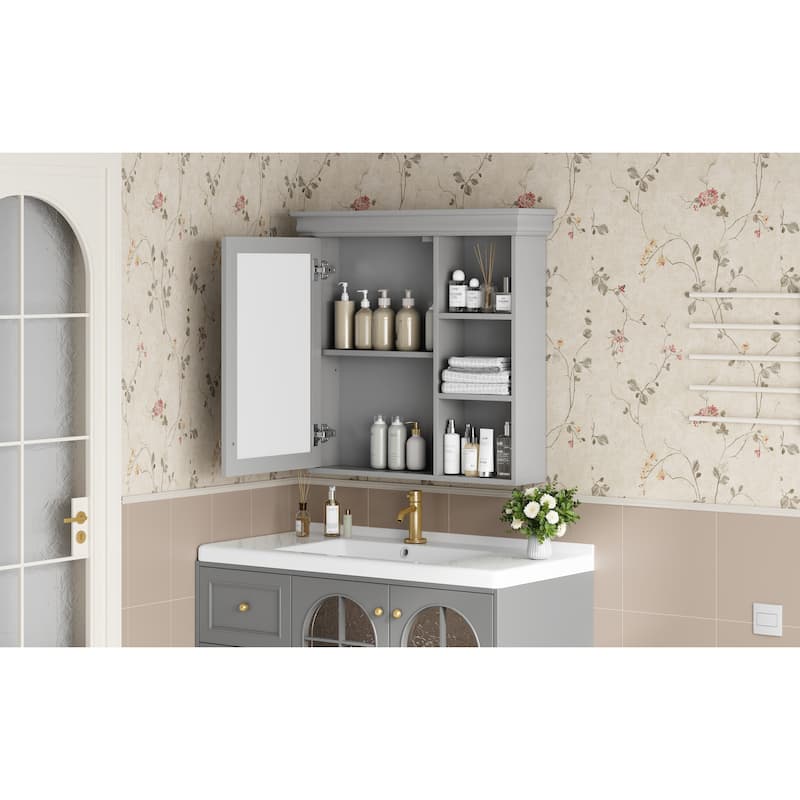 30"x28"Bathroom Medicine Cabinet with Mirror,Wall Mounted Mirror Cabinet with Storage Organizer,Over the Toilet Storage Cabinet