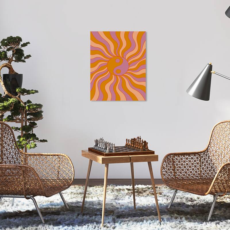 Wynwood Studio Canvas World and Countries Ying Yang Retro Purple Modern & Contemporary Wall Art Canvas Print - 16 x 20