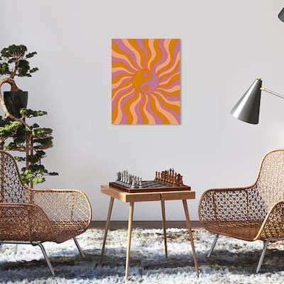Wynwood Studio Canvas World and Countries Ying Yang Retro Purple Modern & Contemporary Wall Art Canvas Print