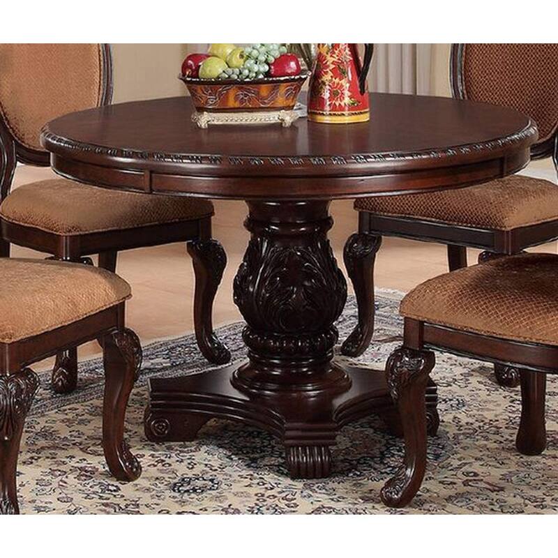 Majestic Formal Dining Room Table Brown 1pc Dining Table Only Pedestal Base Royal Round Table