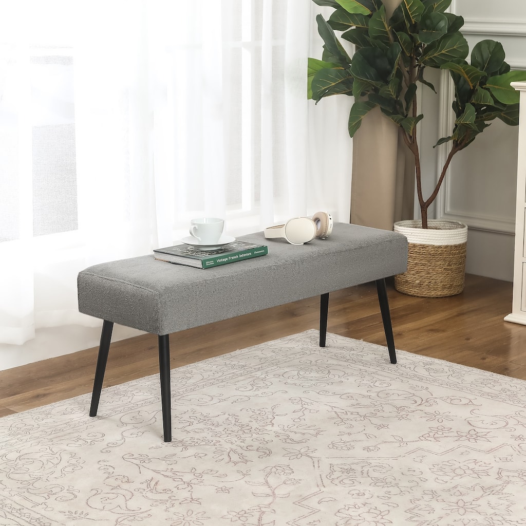 Adeco Modern End of Bed Bench Tufted Ottoman