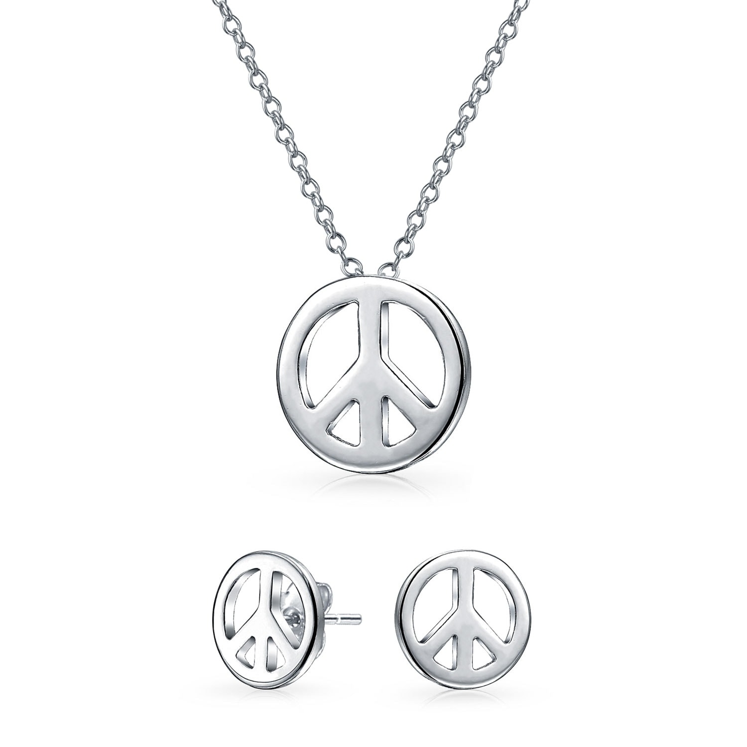 Sterling Silver Jewelry Pendants & Charms 9 mm 17 mm Small Peace Symbol Pendant
