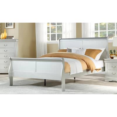 Transitional Solid Wood Platform Bed with Strong Slats Support for Bedroom