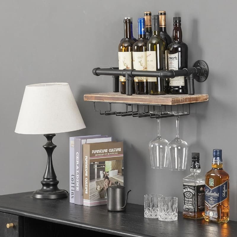 Industrial Wall Mounted Wine Rack - 20.08"x7.87"x7.87"