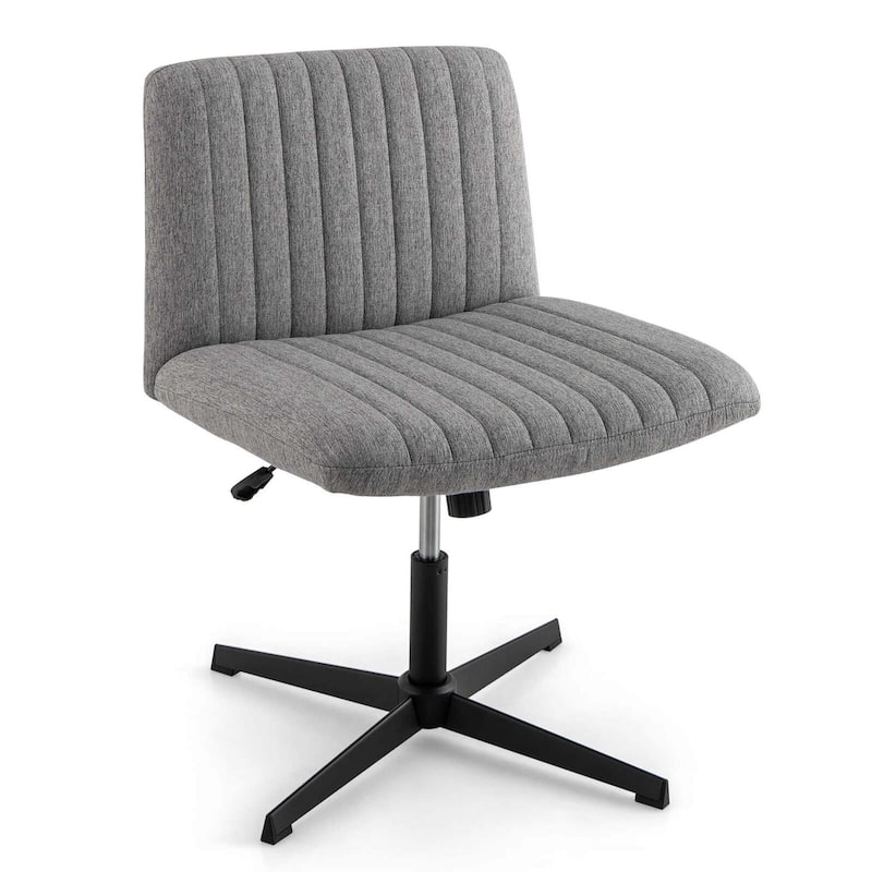 Legged Chair Armless Desk Chair Height Padded Swivel Vanity Chair - Grey