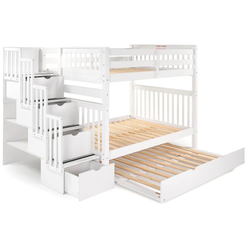 Taylor & Olive Trillium Full over Full Stairway Bunk Bed, Full Trundle