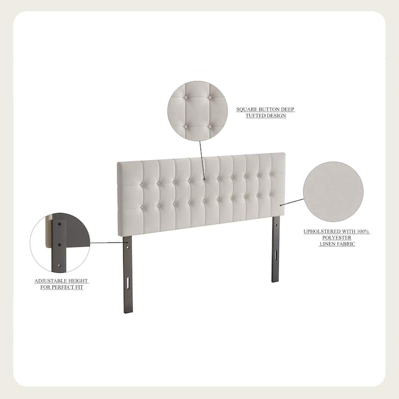 CraftPorch Linen Button Tufted Upholstered Adjustable Headboard