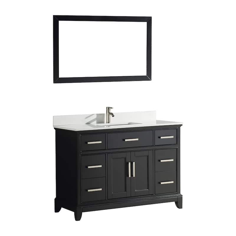 Vanity Art 48" Single Sink Bathroom Vanity Set with Engineered Marble Top and Free Mirror