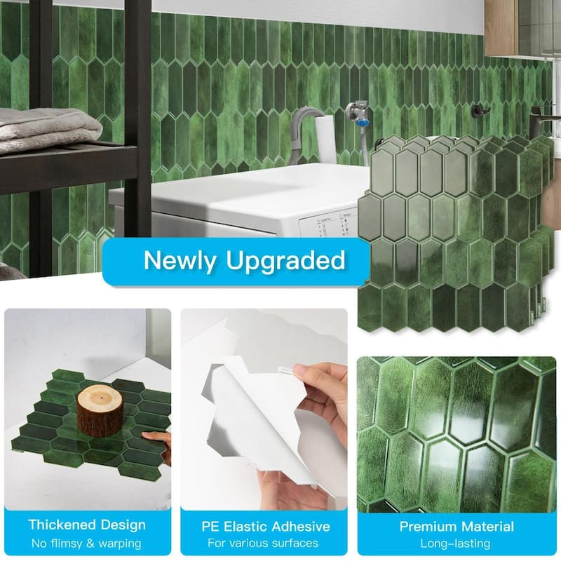 Art3d 10pcs Peel and Stick Backsplash Thickened Wall Tiles, 12''x12'', Cover 10 Sq.Ft.