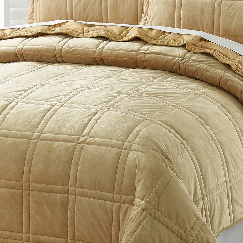Home Soft Things 3 Piece Box Quilted Micromink Bedspread 102" x 90"
