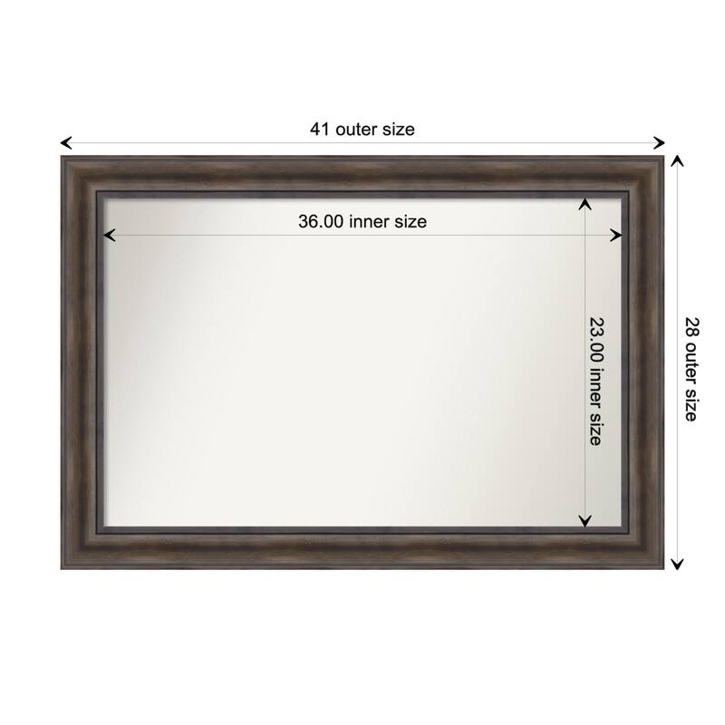 Rustic Pine Brown Framed Non-Beveled Custom Wall Mirror, Bathroom Vanity Mirror - Outer Size: 41.5 x 28.5