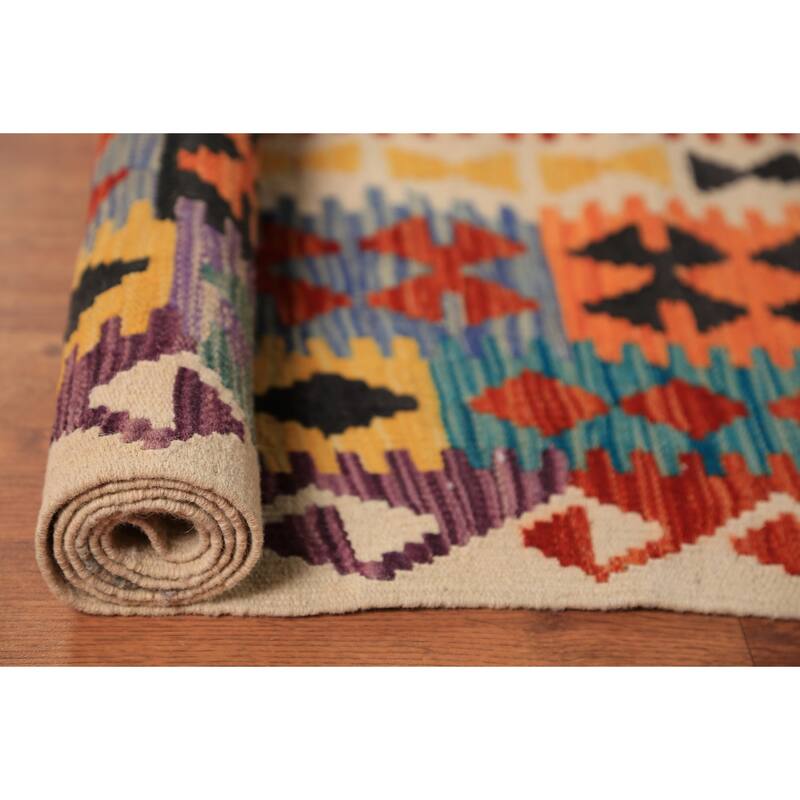 Reversible Kilim Rug Flatweave Multi-Color Wool Carpet - 10'2"x 12'10"
