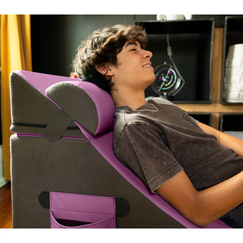 Jaxx Flexx V-Tex Convertible 3 in 1 Gamer Chair, Table, & Ottoman w/ Adjustable Headrest - Vinyl