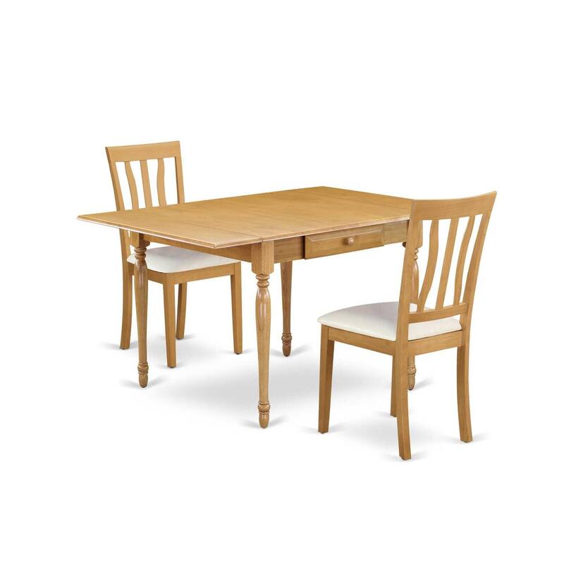 HomeStock 3-Piece Natural Brown Oak Finish Solid Wood Top with Dropleaf Dining Table Set