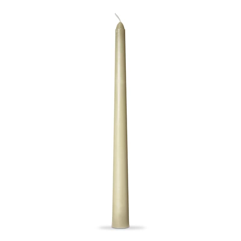 Color Studio 12" Traditional Taper Unscented Smokeless Paraffin Wax Candle Sage Green, Set of 4, Burn Time 8 hrs.