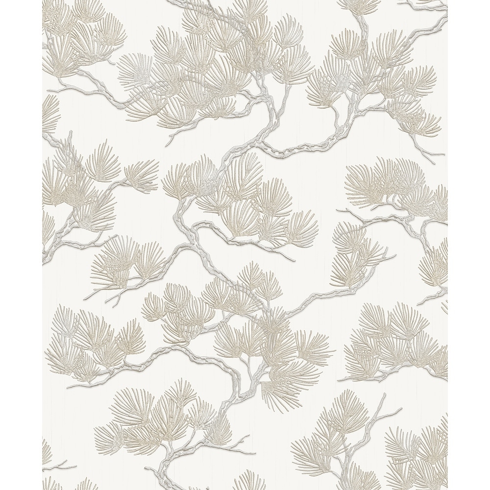 Veer Decor Embroidered Pine Tree Wallpaper
