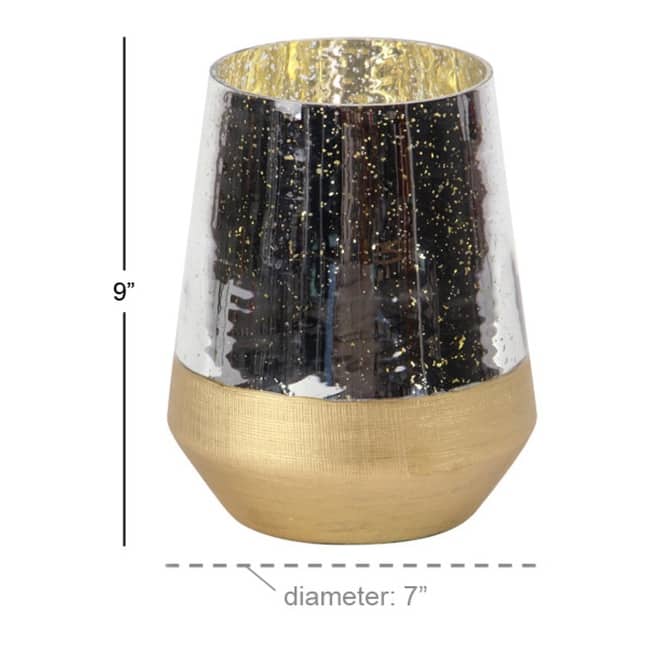 Glass Decorative Indoor Outdoor Candle Lantern with Faux Mercury Glass Finish - Gold - Roche River Decor