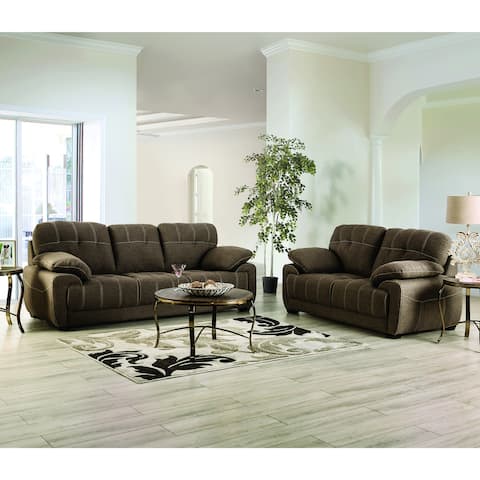 Furniture of America Donjoy Transitional Upholstered 2-Piece Sofa Set