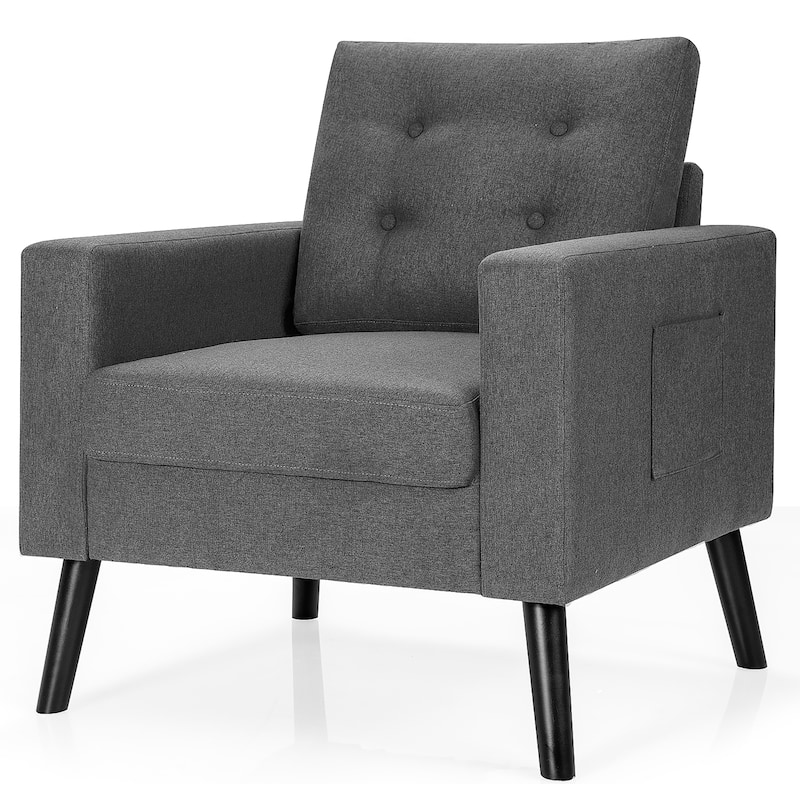 Costway Modern Tufted Accent Chair Fabric Armchair Single Sofa w/